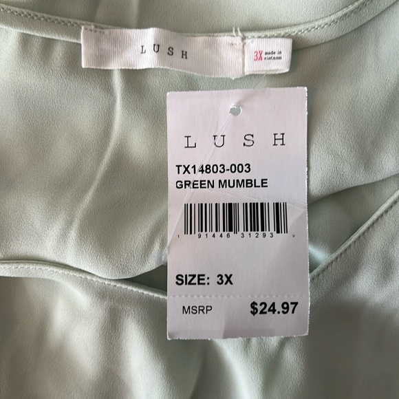 Lush Nordstrom Sheer Flutter Short Sleeve Top in Green Mumble Size 3X NWT! - Picture 4 of 5